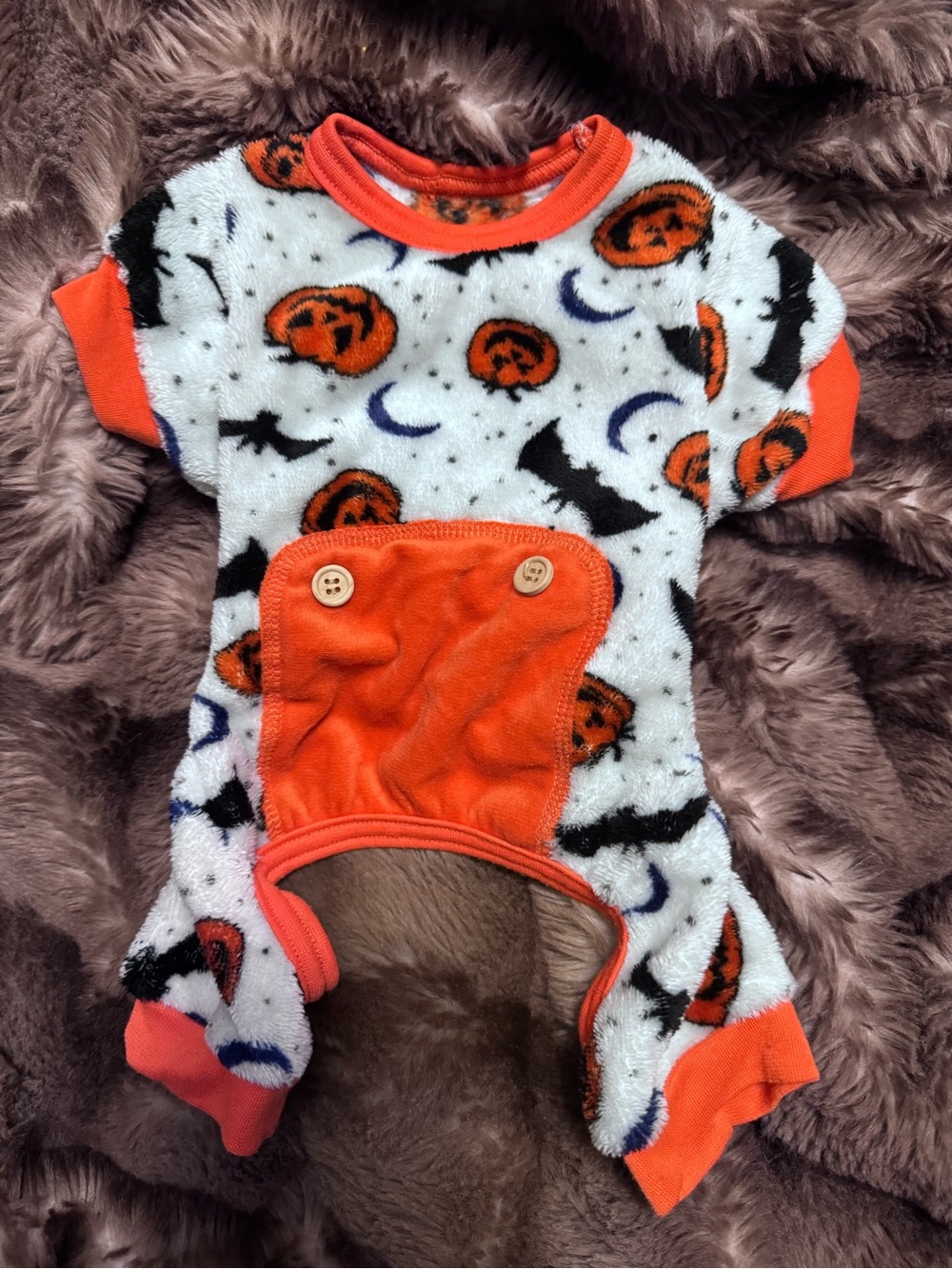 🎃🦇Halloween Pumpkin & Bat Plush Pet Onesie - Orange & White🎃🦇